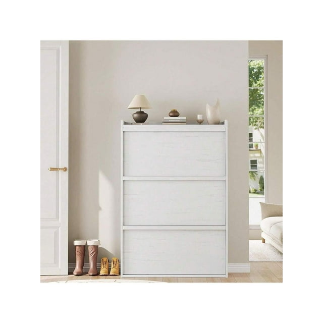 Armoire à Chaussures avec 2/3/4 Tiroirs Basculants, Rangement à Chaussures Moderne pour Entrée, Organisateur de Chaussures en Bois avec Étagère Réglable, Étagère à Chaussures Cachée pour Couloir, Salon
