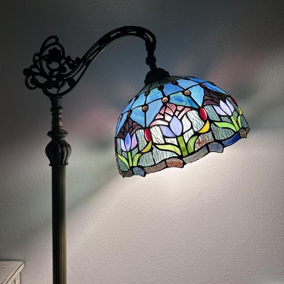 Enjoy Décor Lamps 63-Inch 1-Light Tulips Bowl Tiffany Floor Lamp with Stained Glass