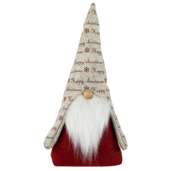 Northlight 12" Red and Gray "Happy Christmas" Gnome Figure