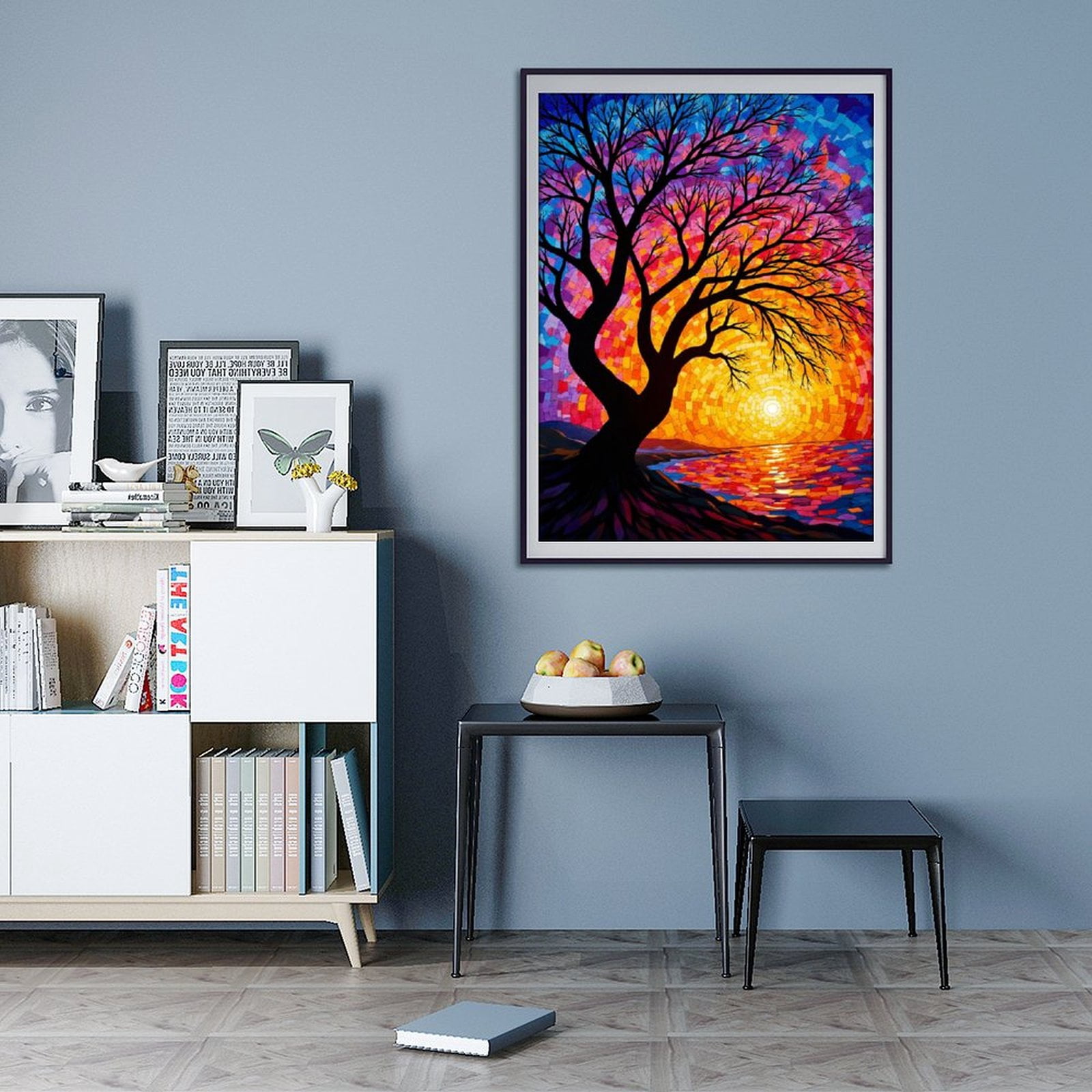 Diamond Art Kit for Adults, Abstract Sunset Mosaic Tree Diamond Painting for Adults Beginners, 5D DIY Diamond Art Painting Kits, Colorful Diamond Painting Craft for Home Decor 12x16