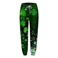 thumbnail image 2 of Gibobby pantalones de mezclilla para mujer Pantalones largos sueltos informales con estampado de St. Day para mujer (Verde, L), 2 of 4