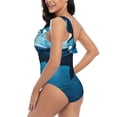 thumbnail image 4 of Honeii Ocean Dolphin Fish School for women's one-piece swimsuit featuring a chic one-shoulder design experience elegance and style in the water-Small, 4 of 6