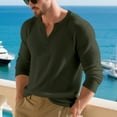 thumbnail image 6 of WTOBBY Men's Casual Long Sleeve Henley Shirt Three-Button Placket, Comfortable Solid Color, Fall and Winter T-Shirt for Daily Wear, Layering, and Relaxed Style,Army Green L, 6 of 7