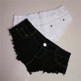 thumbnail image 5 of DHFJKG Women's Jean Shorts Sexy Low Rise Row Hem Flat Front Denim Micro Shorts Nightclub Hot Pants Comfortable Bottoms, 5 of 6