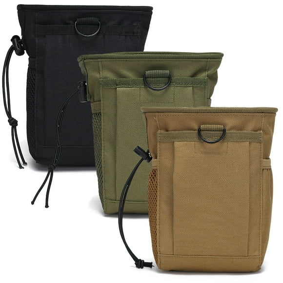 Tactical Molle Dump Pouch 3 Pack, Military Utility Waist Bag, Oxford Cloth Storage Pouches, Drawstring Closure with Carabiners, Outdoor Gear for Hiking, Camping, Hunting