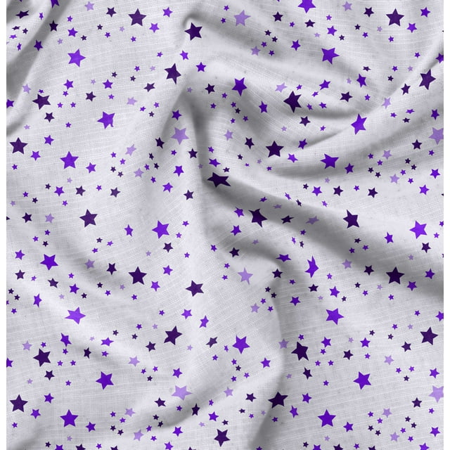 Soimoi Purple Heavy Satin Fabric Stars Star Print Fabric by Yard 54 Inch Wide