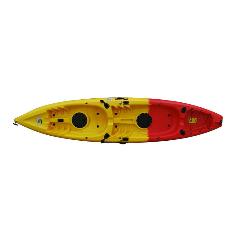 BKC TK181 12.5' Tandem Sit On Top Kayak W/ 2 Soft Padded Seats, Paddles,7  Rod Holders Included 2 Person Kayak