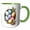 Green/White, variant on 3drose, a Broken Egg Nest with Easter Eggs and Flowers Illustration, 11oz Two-tone Black Mug