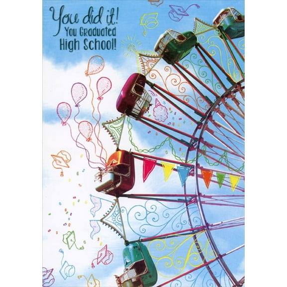 Designer Greetings You Did It : Amusement Park Ride High School Graduation Congratulations Card
