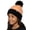 Black/Orange, variant on Toddler Faux Fur Hat Kids Winter Beanie with Pom Pom, Fleece - Black/Orange