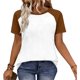 thumbnail image 5 of Camisetas de manga corta de verano para mujeres Moda de manga de raglan Color bloqueado cuello redondo Blusa casual Camisetas de manga corta de mujer Casual, 5 of 8