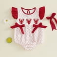 thumbnail image 2 of mgoYE Newborn Infant Baby Girl Smocked Bubble Summer Sleeveless Onesie Crawfish Embroidered Romper Size 3-6 Months Red, 2 of 4