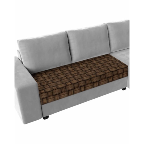 Dark Brown Rattan Couch Cushion Covers Stretch, Washable Sofa Seat Covers Individual Seat Cushion Sofa Slipcovers Vintage Abstract Wicker Texture Couch Cover Furniture Protector M-1PCS