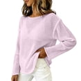thumbnail image 4 of QASIEATN Women's Mesh Long Sleeve Tops Boat Neck See Through Lightweight Sweater Crochet Knit Tops Fall Fashion Outfits for Women, 4 of 6