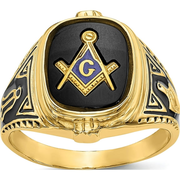 14K Yellow Gold Men's Masonic Ring (Size 10) Made In United States y4078m
