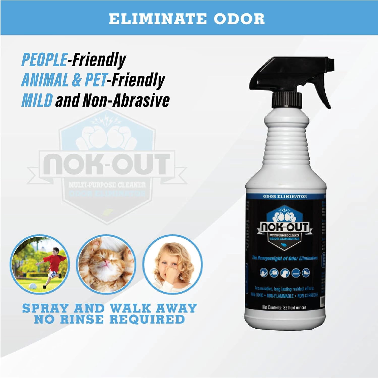 Nok-Out Odor Remover, Pet Deodorizer and Cleaning Spray, 16 Fluid Ounce Spray, 2-Pack