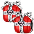 thumbnail image 1 of Dije caja regalo S925 XmasGift01 2 Piezas Plata S925 Chapa Separador Regalo Navideño Rojo/Plata/Rosa Caja Blanca 3x3cm., 1 of 3