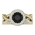 thumbnail image 2 of Clara Pucci 14K Yellow Gold Round Cut 1Ct Natural Onyx Engagement Ring + Matching Band - Luxury Box Included, 2 of 7