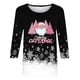 thumbnail image 5 of Camisetas de Navidad para Mujeres, 3/4 Manga Cuello Redondo Blusa con Estampado de Vacaciones, Top de Moda Casual, 5 of 5
