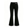 thumbnail image 3 of MuXiKeJi Clothes Girls School Uniform Pants Dress Bottoms Size 6-15 Years | Elastic High Waisted, with Pockets, Wide Leg, Decorative Button, Front Seam, Cute Fall Winter Clothes 6-7 Years, 3 of 6