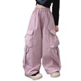 thumbnail image 3 of RUTAYY Toddler Girls Cargo Pants Casual Wide Leg Jumpsuit Street Dance Pants For Kids Trouser Relaxed Fit Infants Pants, 3 of 9