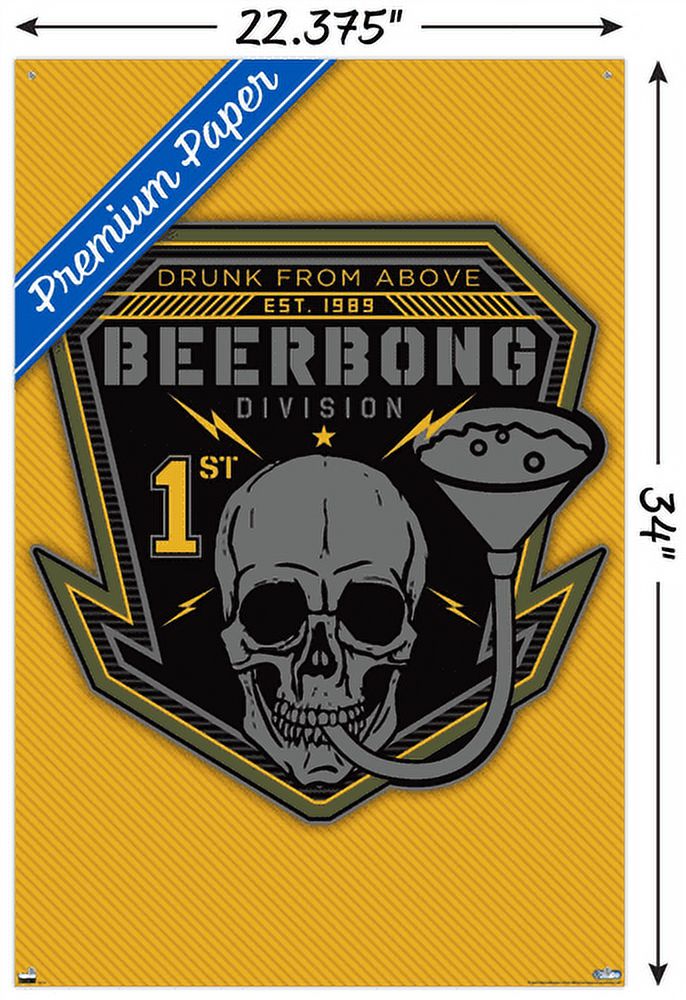 Lunch Hour Productions - Beerbong Division Wall Poster with Pushpins, 22.375" x 34"