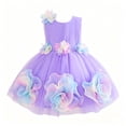 thumbnail image 6 of THDHVS Flower Girl Dress,Colorful Floral Mesh Tulle Tutu Gown Princess Style Ideal for Girls Bridesmaid Wedding Evening Party,Girls Party Dress Purple 7-8 Years, 6 of 9