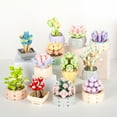 thumbnail image 3 of greenhome 1 Set Mini Building Blocks Smooth Edges Spatial Imagination Ability Plastic Building Block Succulent Potted Plant Birthday Gift, 3 of 10
