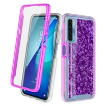 TCL 20S Case With Built-in Screen Protector, Rosebono Hybrid Graphic Design Pattern Hard Back Pannel Cover Case For TCL 20S (Purple Shell)