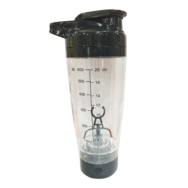 Botella mezcladora de proteínas, mezcladora de vórtice, licuadora portátil a batería, vaso mezclador de 600 ml (negro)