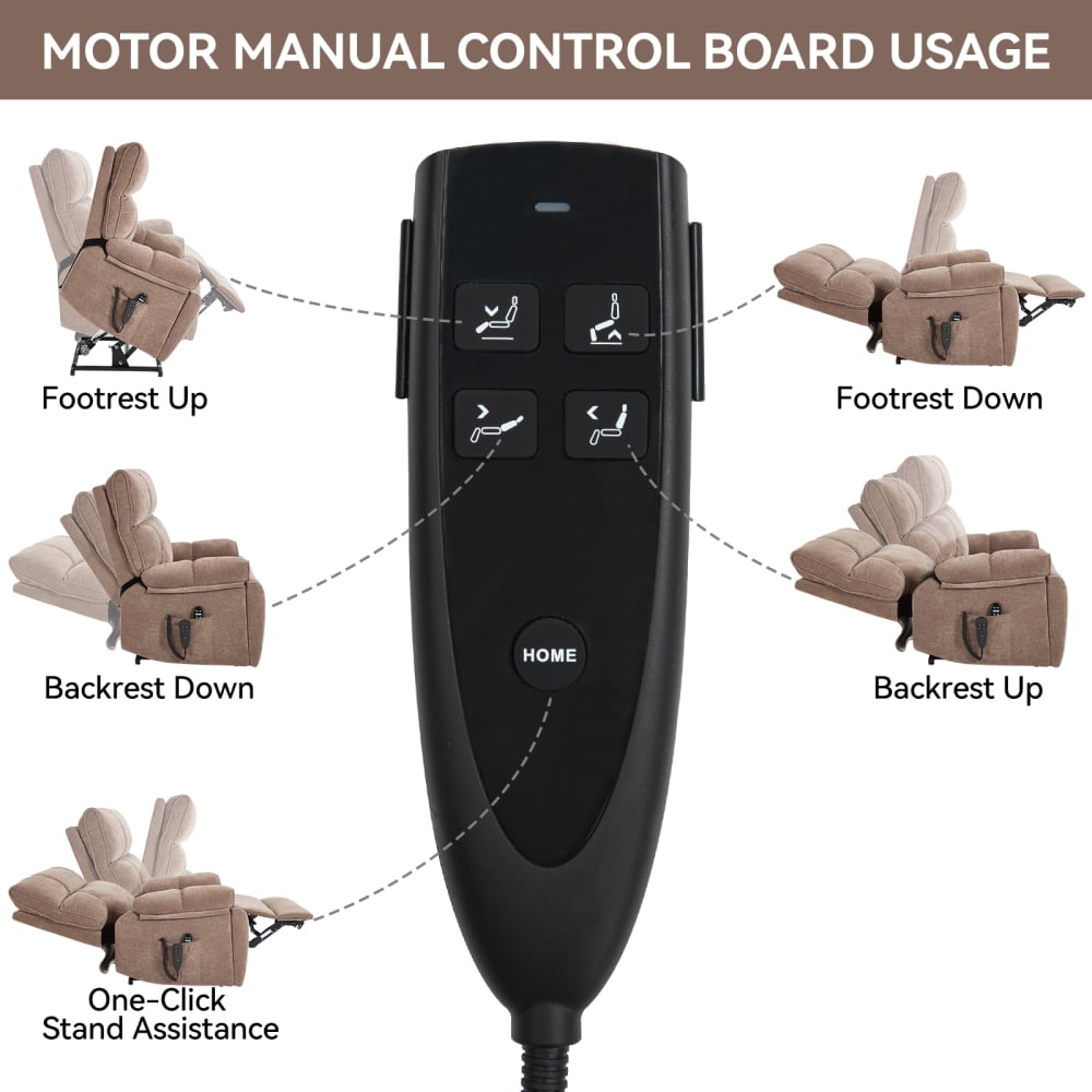 Brown Power Lift Recliner with Heat Massage, 350LBS Heavy Duty, Infinite Positions & Hidden Cup Holders Included