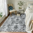 thumbnail image 2 of Haperlare Area Rug Moroccan Geometric Area Rug Soft Indoor Floor Carpet Vintage Trellis Distressed Floor Cover, 5' x 7' Gray, 2 of 7