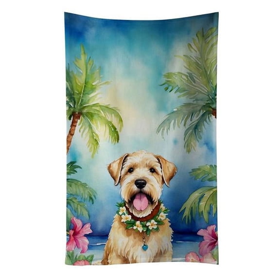 Wheaten Terrier Luau Kitchen Towel 15 in x 25 in