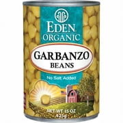 Eden Organic Garbanzo Beans, No Salt Added, 15 Ounce (Pack of 12)