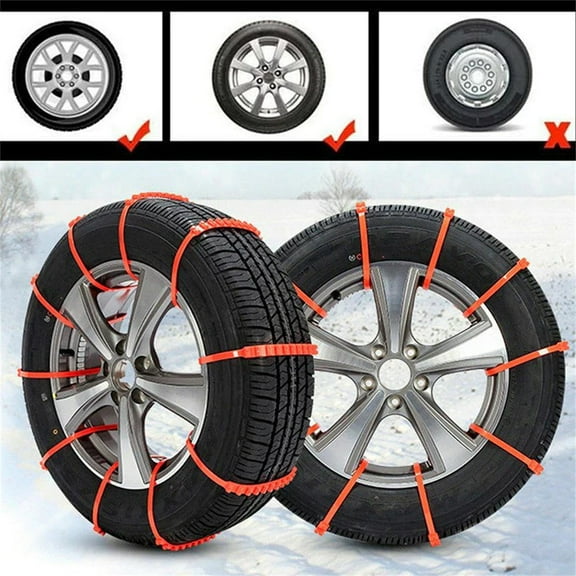 Red Car -skid Snow Chains,Car Tire Chains for Snowfield Uphill Sand Mud Road Universal Straps Snow Chains,Automobile Tire Snow Anti-slip Chain