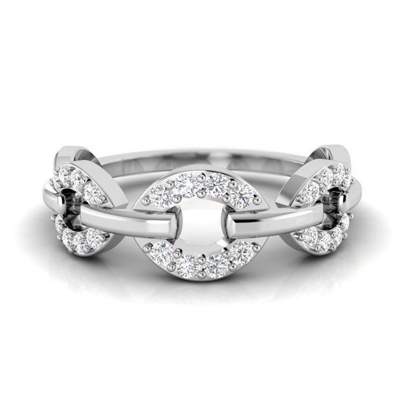 TimeLe$$ Classics Women's Oval Link Diamond Band in 14K White Gold - Gift For Birthday Anniversary, Ring Size-4.5