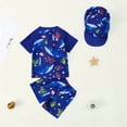 thumbnail image 4 of Ymyiu Toddler Boy Bathing Suit Set Boys Two Piece Swimsuits Sets Kids Short Sleeve Swim Shirts Bathing Suit with Swim Trunks Swimwear Set 3T 4T (Dark Blue,3-4 Years), 4 of 4