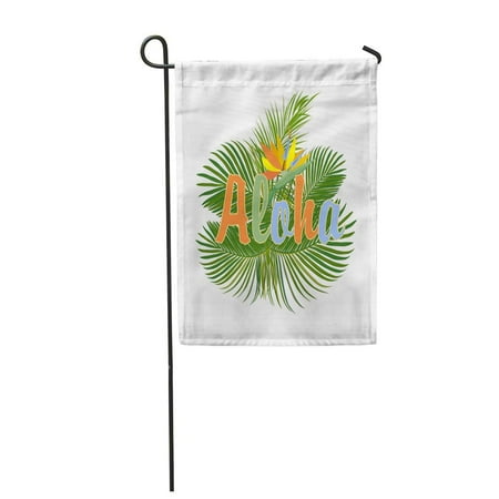 LADDKE Aloha Hawaii Leaves of Palm Tree Tropical Flower Best Creative for Presentation Garden Flag Decorative Flag House Banner 12x18
