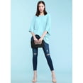 thumbnail image 5 of Made by Johnny Womens V-Neck Square Sleeves Oversized Loose Fit Top XXL AQUA, 5 of 6