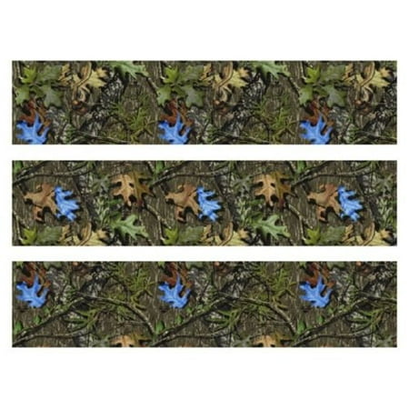 Mossy Oak Camo With Blue Leaves Edible Cake Strips Cake Topper