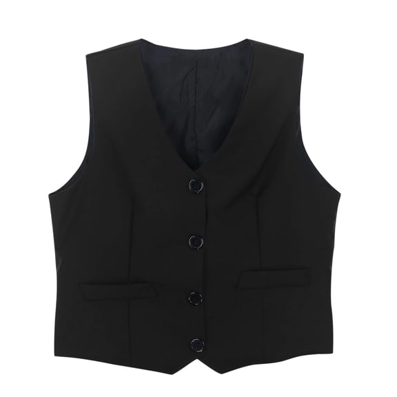 Tiijoy Boys Formal Vest Wedding Party Button-Down V Neck Sleeveless Waistcoat, Black, Sizes 4-14