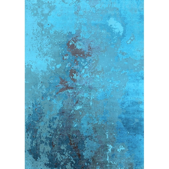 Ahgly Company Indoor Rectangle Oriental Light Blue Industrial Area Rugs, 2' x 4'