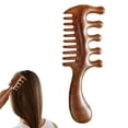 thumbnail image 2 of Peine de madera para masaje del cuero cabelludo con mango largo ergonómico, multifuncional, de dientes finos y anchos, para hombres y mujeres., 2 of 7