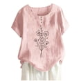 thumbnail image 1 of Birdeem Blouses pour Femmes Mode Blouses Décontractées Imprimées Chemises à Boutons Manches Courtes Col Rond Hauts, 1 of 1
