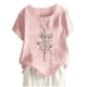 thumbnail image 1 of Camisas de Manga Corta para las Mujeres, Blusa de Botón de Impresión Casual con Cuello Redondo Hecha de Tela Suave Transpirable para Verano Primavera, Blusas de Manga Corta para las Mujeres, 1 of 4