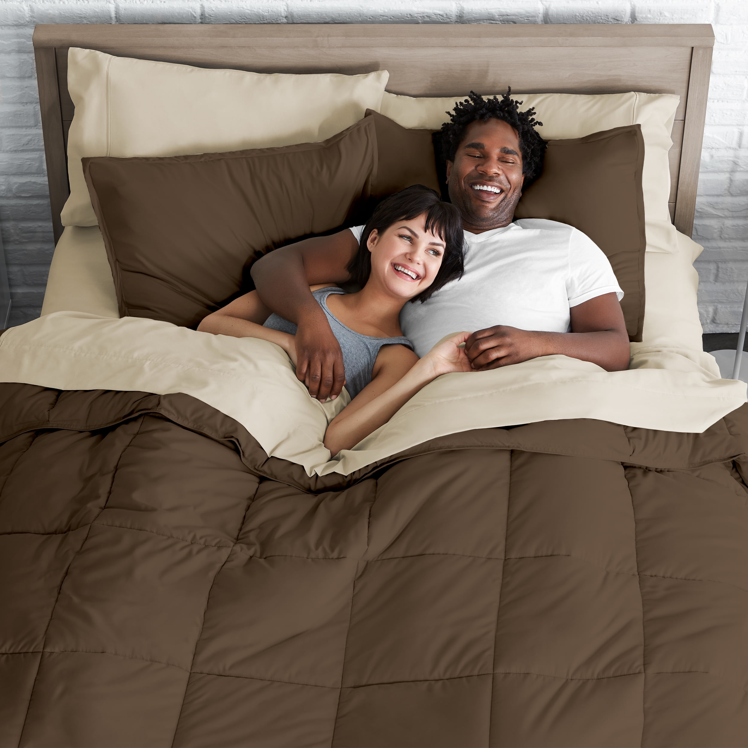 Bare Home Microfiber 7-Piece Cocoa and Sand Bed in a Bag, Queen