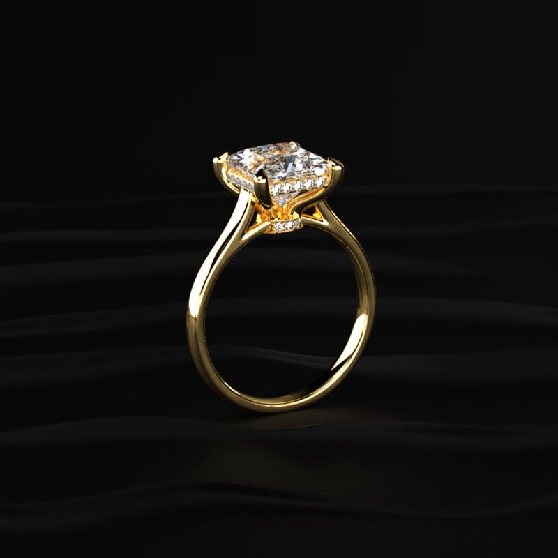14k Yellow Gold Plated Princess Cut Moissanite Engagement Ring for Women 2.0 CTW Solitaire Diamond