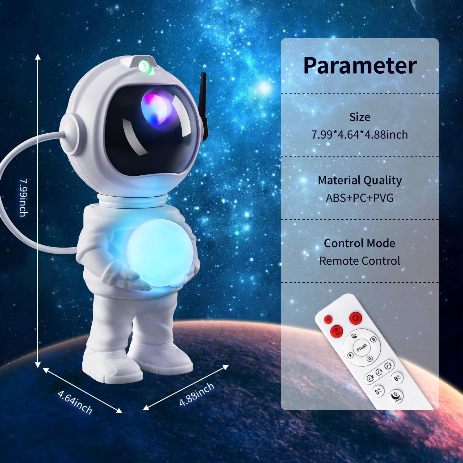 Astronaut Star Projector Galaxy Night Light, Space Projector, 2024 Upgrade Starry Nebula Ceiling Projection Lamp Remote Control for Party Wedding Garden Indoor Décor Gifts for Kids Adults Standing