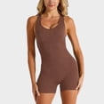 thumbnail image 4 of HOWPAY One Piece Jumpsuits for Women Sleeveless Hollow out Backless Bodysuit Tummy Control Athletic Workout Yoga Scrunch Bodycon Romper Coffee M, 4 of 4