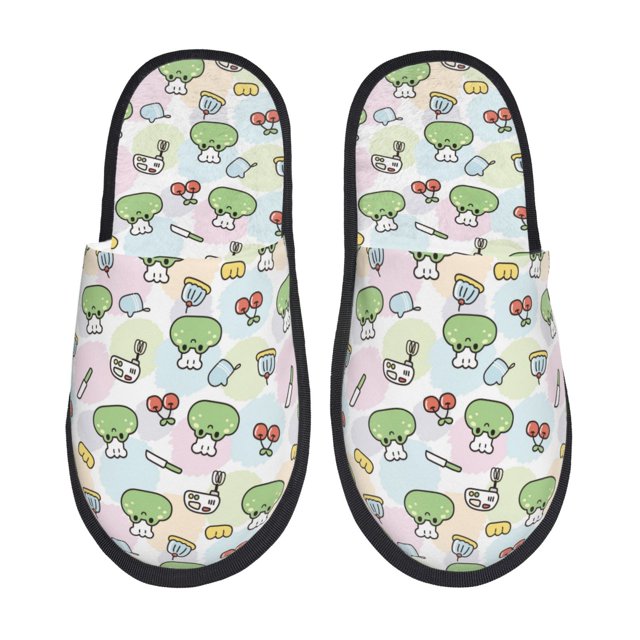 Balery Frog Wear Chef Hat Pantuflas de Casa de Felpa Silenciosas con Diseño Estampado, Zapatillas Cómodas Antideslizantes de Algodón para Interior-Medium